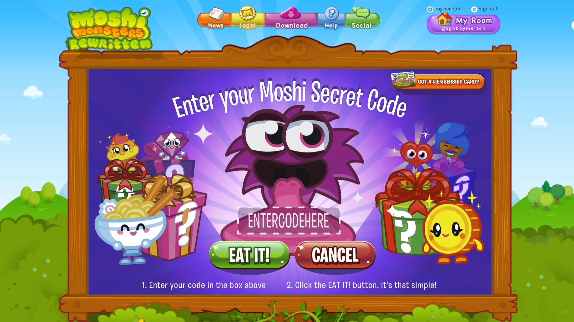 Moshi Monsters Sign In